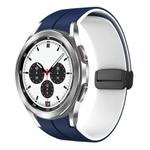 For Samsung  Galaxy Watch 4 Classic 42mm Two Color Magnetic Folding Buckle Silicone Watch Band(Midnight Blue+White)