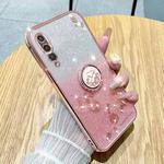 For Huawei Y9s Gradient Glitter Immortal Flower Ring All-inclusive Phone Case(Pink)