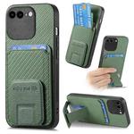 For iPhone 7 Plus / 8 Plus Carbon Fiber Card Bag Fold Stand Phone Case(Green)