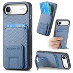 For iPhone Air Carbon Fiber Card Bag Fold Stand Phone Case(Blue)
