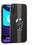 For Motorola Moto E20 /E30/E40 Magnetic Litchi Leather Back Phone Case with Holder(Black)