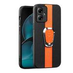 For Motorola Moto G14 Magnetic Litchi Leather Back Phone Case with Holder(Orange)