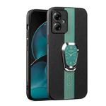 For Motorola Moto G14 Magnetic Litchi Leather Back Phone Case with Holder(Green)