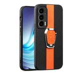 For Motorola Edge 20 Magnetic Litchi Leather Back Phone Case with Holder(Orange)