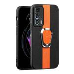 For Motorola Edge 20 Pro Magnetic Litchi Leather Back Phone Case with Holder(Orange)