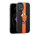 For Motorola Edge 20 Lite Magnetic Litchi Leather Back Phone Case with Holder(Orange)