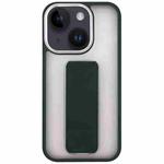 For iPhone 14 Skin-Feel Plating Wrist Strap Stand Phone Case(Green)