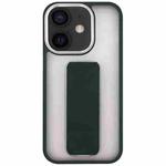 For iPhone 12 / 12 Pro Skin-Feel Plating Wrist Strap Stand Phone Case(Green)