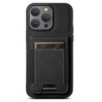 For iPhone 13 Pro Max Suteni H03 Litchi Leather Card Bag Stand Back Phone Case(Black)