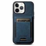 For iPhone 11 Pro Max Suteni H03 Litchi Leather Card Bag Stand Back Phone Case(Blue)