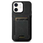 For iPhone 12 / 12 Pro Suteni H03 Litchi Leather Card Bag Stand Back Phone Case(Black)