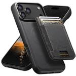 For iPhone 17 Pro Suteni H17 Litchi Texture Leather MagSafe Detachable Wallet Phone Case(Black)