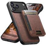 For iPhone 17 Pro Max Suteni H17 Litchi Texture Leather MagSafe Detachable Wallet Phone Case(Brown)