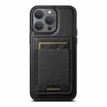 For iPhone 15 Pro Suteni H17 Oil Eax Leather MagSafe Detachable Wallet Phone Case(Black)