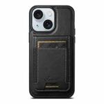 For iPhone 15 Suteni H17 Oil Eax Leather MagSafe Detachable Wallet Phone Case(Black)