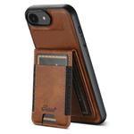 For iPhone 16e Suteni H17 Oil Eax Leather MagSafe Detachable Wallet Phone Case(Brown)