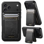 For iPhone 17 Pro Max Suteni H17 Oil Eax Leather MagSafe Detachable Wallet Phone Case(Black)