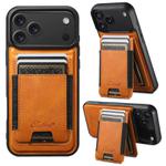 For iPhone 17 Pro Max Suteni H17 Oil Eax Leather MagSafe Detachable Wallet Phone Case(Khaki)