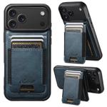 For iPhone 17 Pro Max Suteni H17 Oil Eax Leather MagSafe Detachable Wallet Phone Case(Blue)