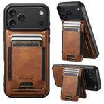 For iPhone 17 Pro Suteni H17 Oil Eax Leather MagSafe Detachable Wallet Phone Case(Brown)