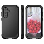 For Samsung Galaxy S24 5G 3 in 1 Silicone Hybrid PC Shockproof Phone Case(Black)