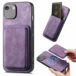 For iPhone 6 / 6s Retro Leather Card Bag Magnetic Phone Case(Purple)