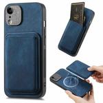 For iPhone XR Retro Leather Card Bag Magnetic Phone Case(Blue)