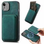 For iPhone XR Retro Leather Card Bag Magnetic Phone Case(Green)