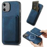 For iPhone XS Max Retro Leather Card Bag Magnetic Phone Case(Blue)