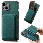 For iPhone 14 Plus Retro Leather Card Bag Magnetic Phone Case(Green)
