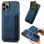 For iPhone 15 Pro Retro Leather Card Bag Magnetic Phone Case(Blue)