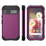 For Google Pixel 8a 3 in 1 Silicone Hybrid PC Shockproof Phone Case(Dark Purple)