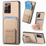 For Samsung Galaxy Note20 Ultra Carbon Fiber Card Bag Fold Stand Phone Case(Khaki)