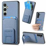 For Samsung Galaxy A36 Carbon Fiber Card Bag Fold Stand Phone Case(Blue)