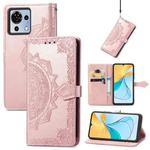 For ZTE Blade V50 Vita Mandala Flower Embossed Leather Phone Case(Rose Gold)