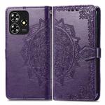 For ZTE Blade A73 4G Mandala Flower Embossed Leather Phone Case(Purple)