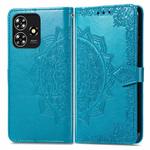 For ZTE Blade A73 4G Mandala Flower Embossed Leather Phone Case(Blue)