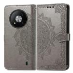For ZTE Blade A73 5G Mandala Flower Embossed Leather Phone Case(Grey)