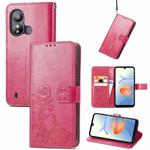 For ZTE Blade L220 Four-leaf Clasp Embossed Leather Phone Case(Red)