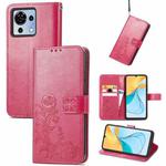 For ZTE Blade V50 Vita Four-leaf Clasp Embossed Leather Phone Case(Red)