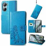 For ZTE Libero 5G IV Four-leaf Clasp Embossed Leather Phone Case(Blue)