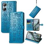 For ZTE Libero 5G IV Cat and Dog Embossed Leather Phone Case(Blue)
