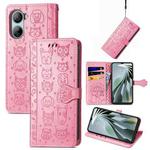 For ZTE Libero 5G IV Cat and Dog Embossed Leather Phone Case(Pink)