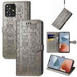 For ZTE Blade A73 4G Cat and Dog Embossed Leather Phone Case(Grey)