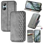 For ZTE Libero 5G IV Cubic Grid Pressed Magnetic Leather Phone Case(Grey)