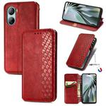 For ZTE Libero 5G IV Cubic Grid Pressed Magnetic Leather Phone Case(Red)