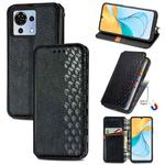 For ZTE Blade V50 Vita Cubic Grid Pressed Magnetic Leather Phone Case(Black)