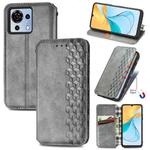 For ZTE Blade V50 Vita Cubic Grid Pressed Magnetic Leather Phone Case(Grey)