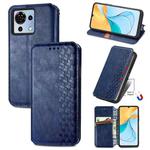 For ZTE Blade V50 Vita Cubic Grid Pressed Magnetic Leather Phone Case(Blue)