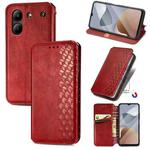 For ZTE Blade A54 Cubic Grid Pressed Magnetic Leather Phone Case(Red)